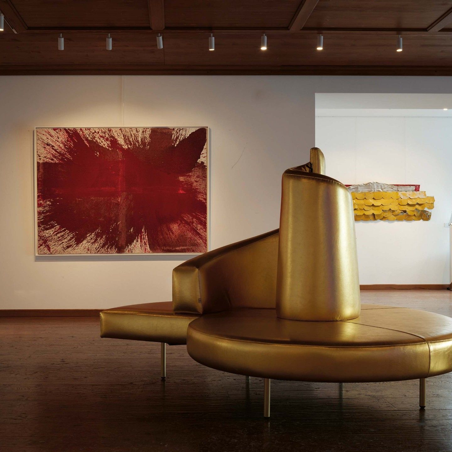  Tatlin in Gold Leather in an exhibition room of the Farsettiarte Gallery, Cortina d&rsquo;Ampezzo. 